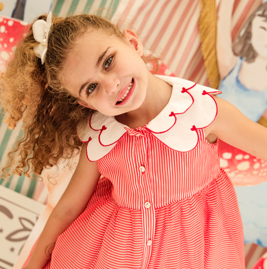 Red Striped Peter Pan Collar Dress