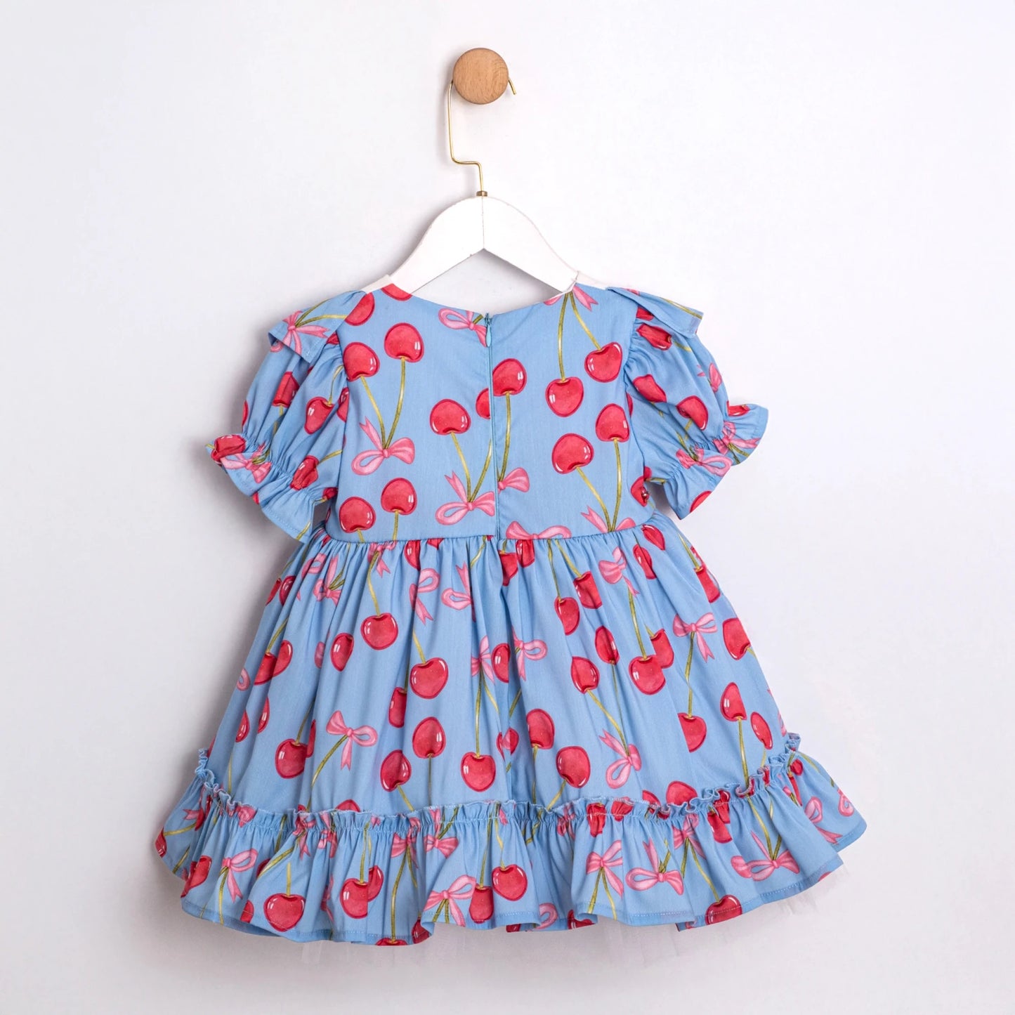 Blue Cherry Print Dress