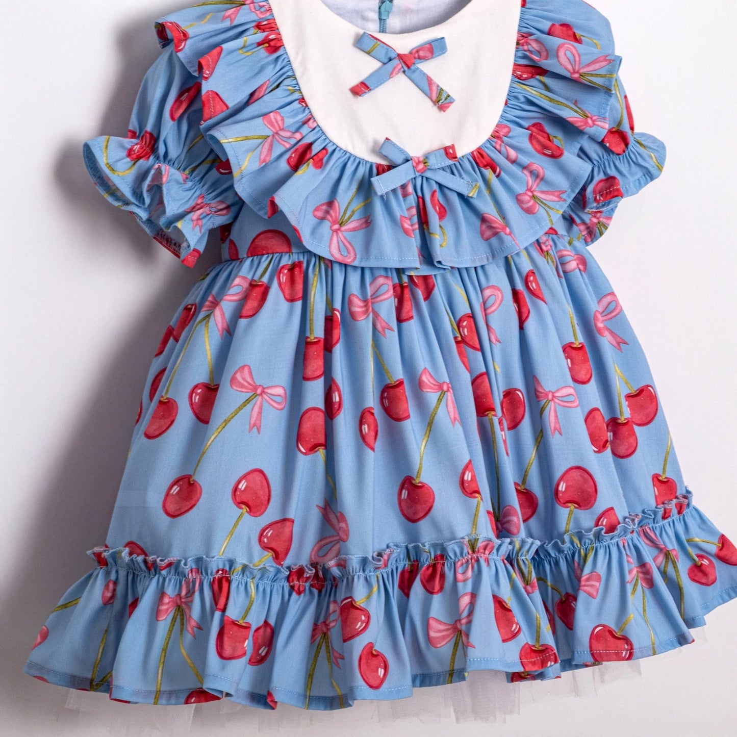 Blue Cherry Print Dress