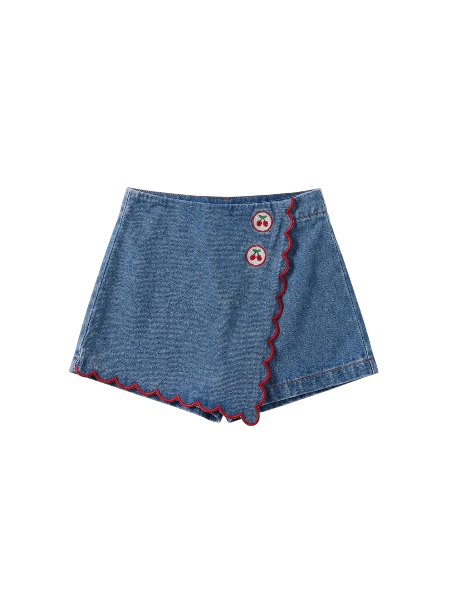Sweet Cherry Denim Skirt Set
