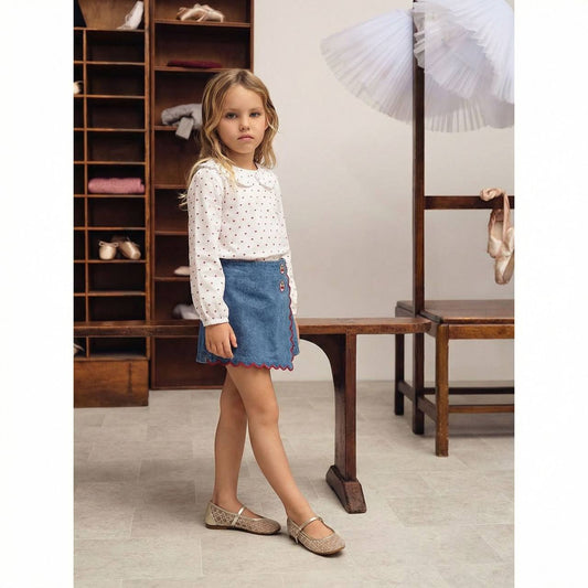 Sweet Cherry Denim Skirt Set