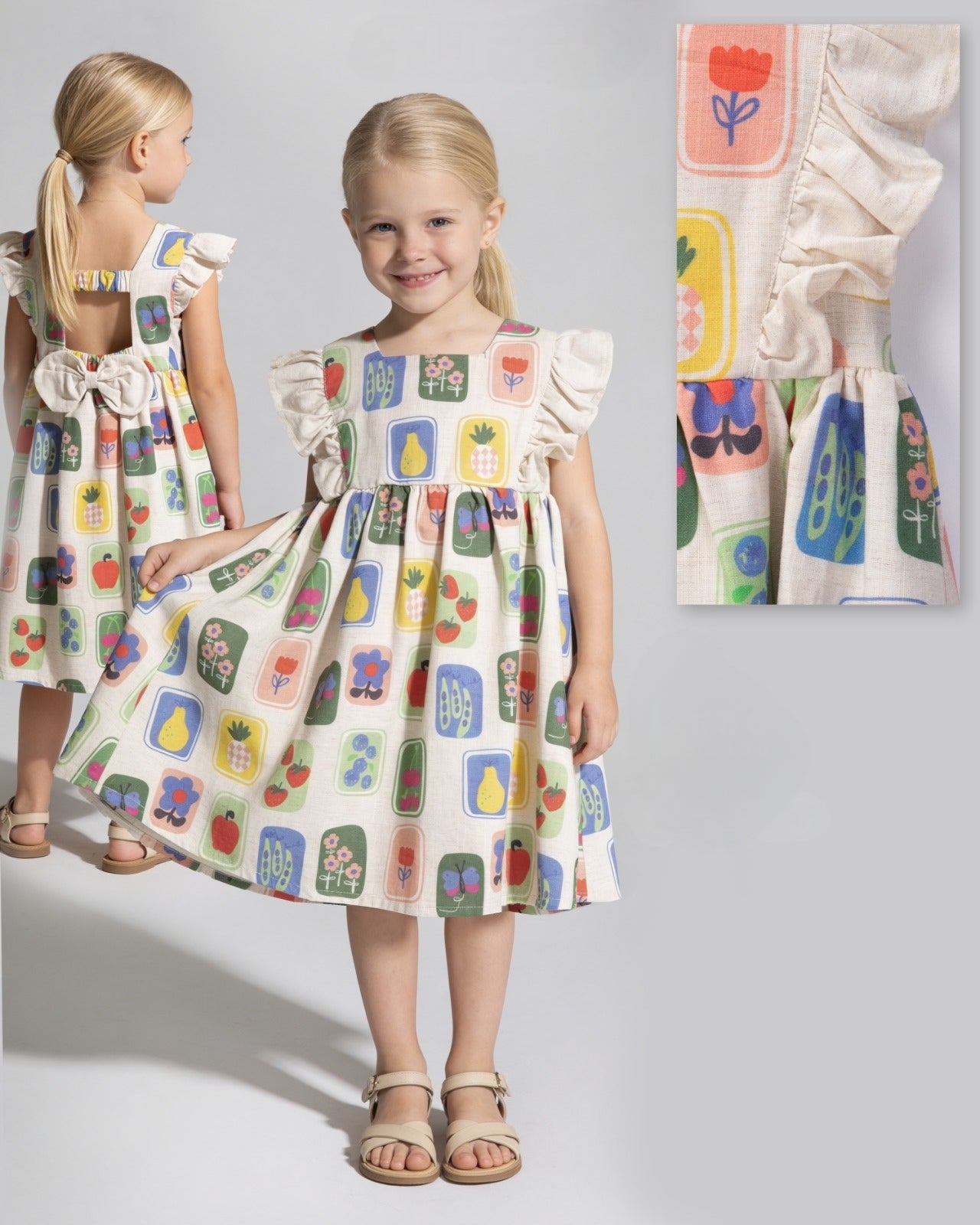 Printed Bow Detail Dress