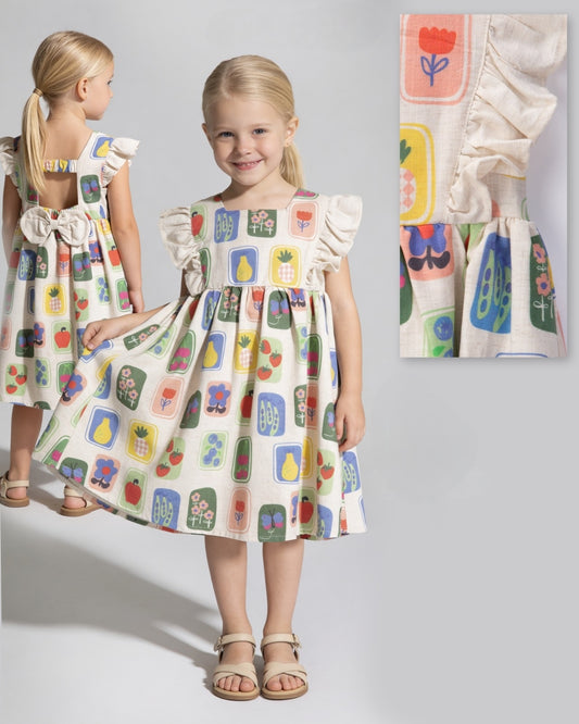 Printed Bow Detail Dress