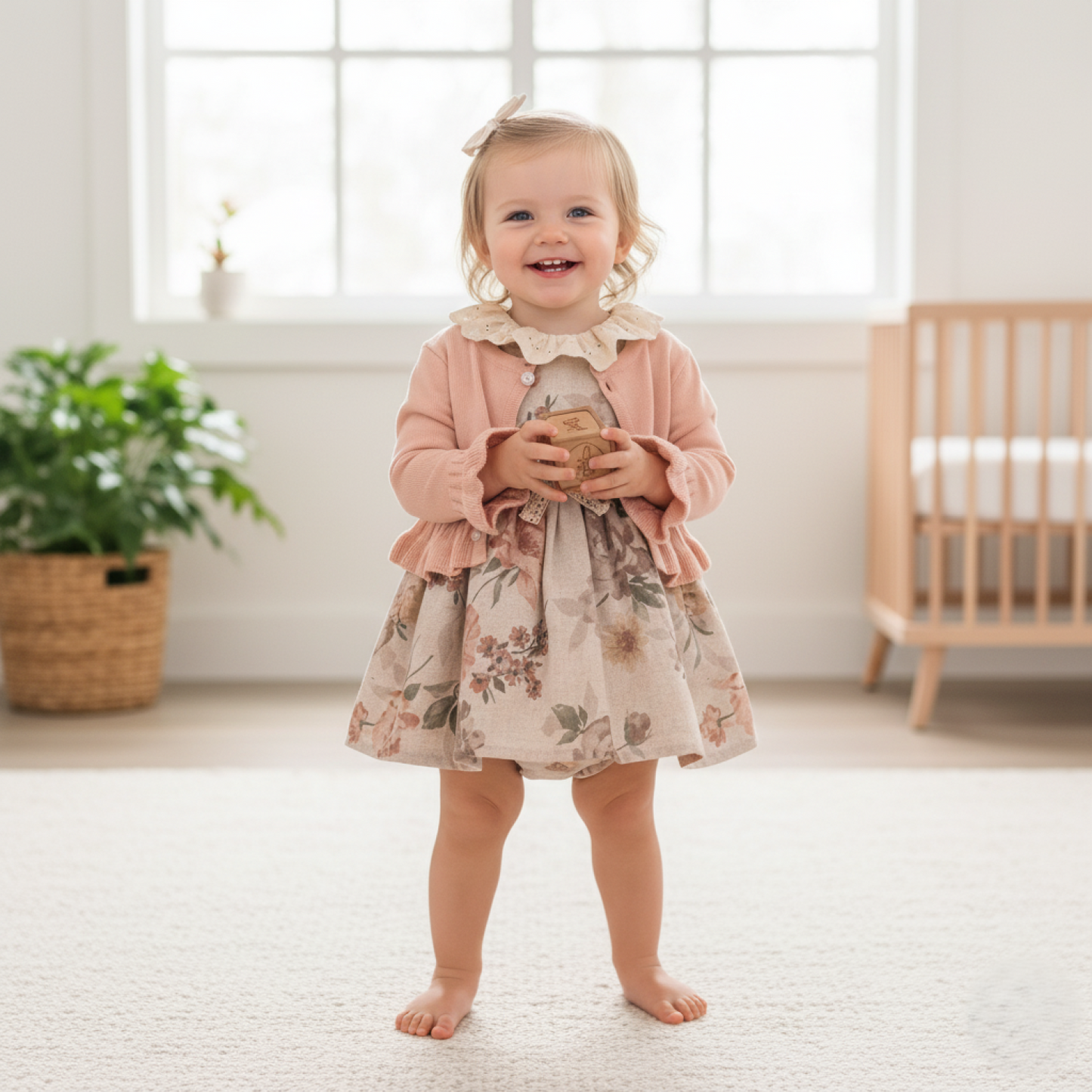 Floral Dress with Knit Cardigan Set