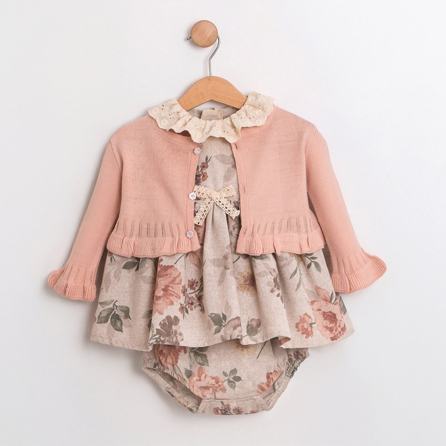 Floral Dress with Knit Cardigan Set