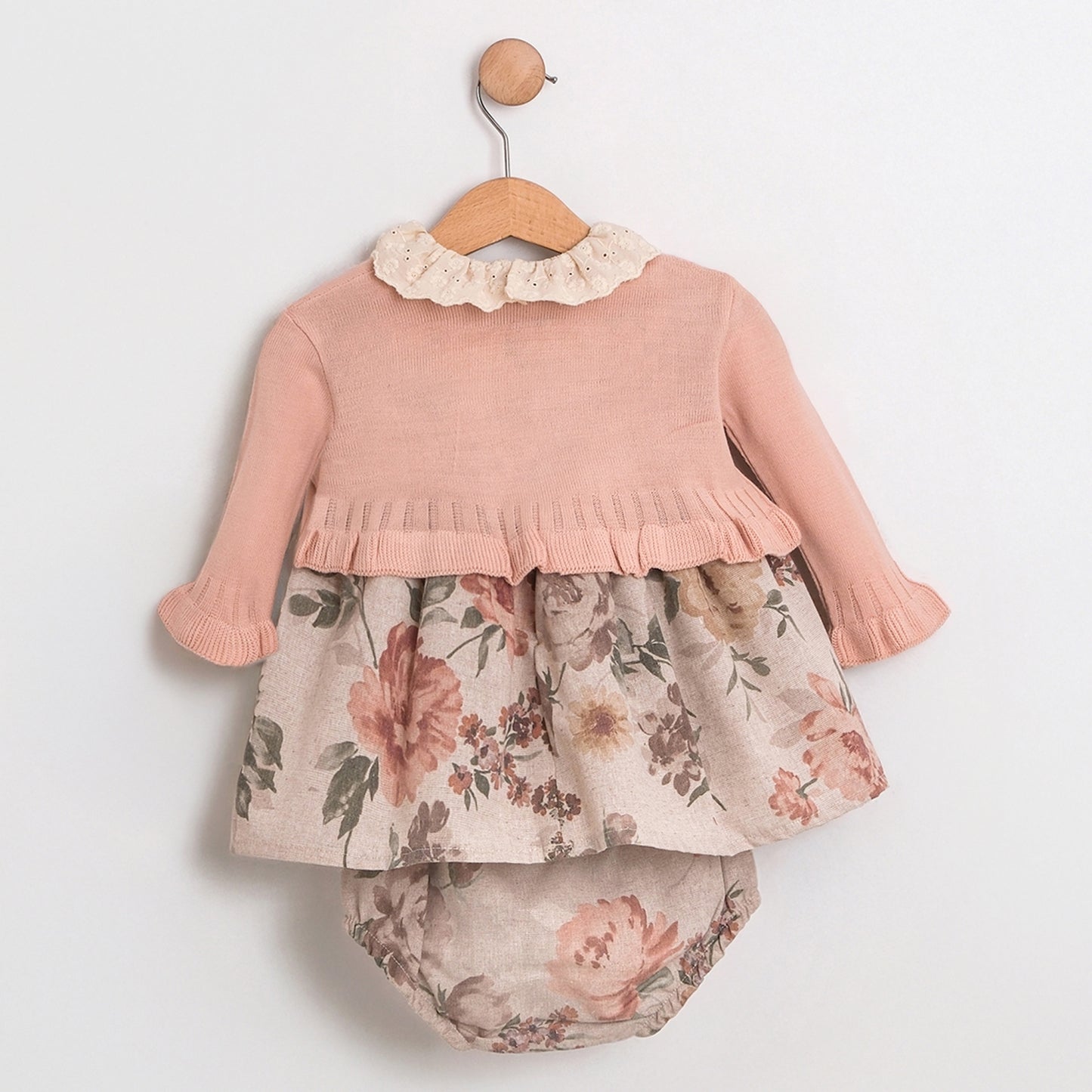 Floral Dress with Knit Cardigan Set