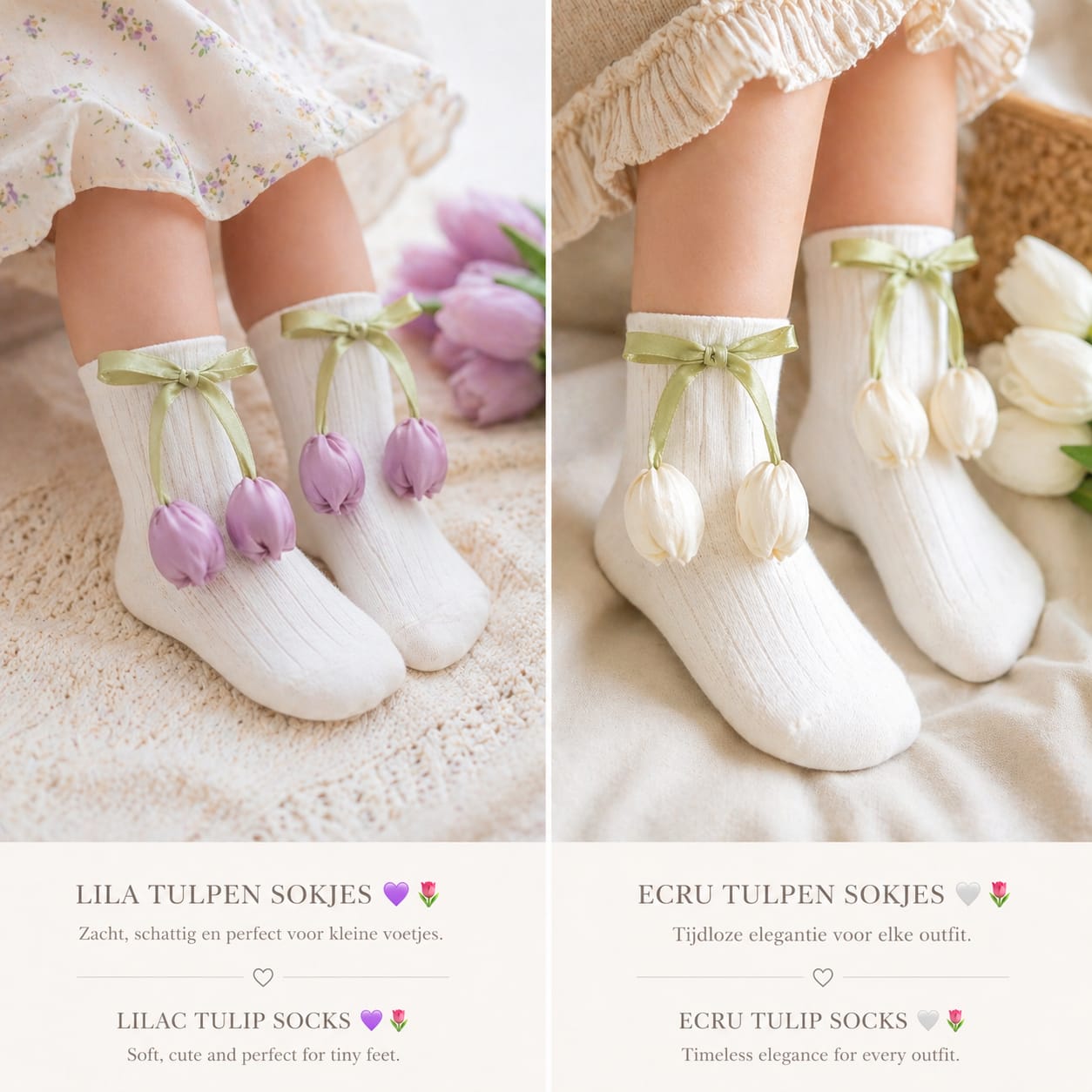 Tulip Detail Socks with Ribbon